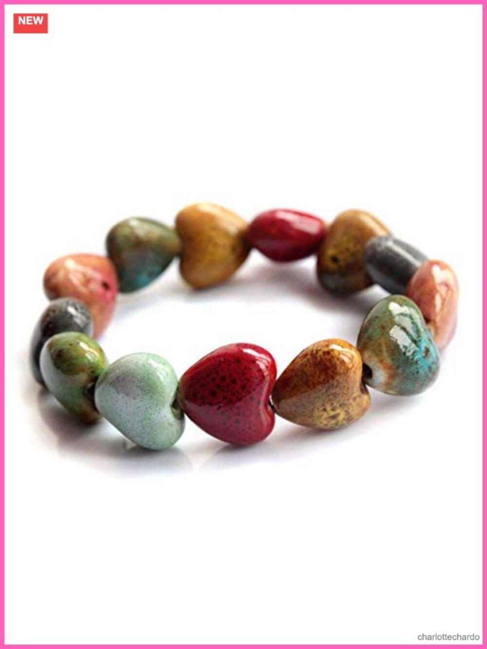 Ceramic Beaded Bracelet Handmade Elastic Ethnic Style